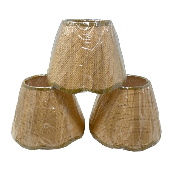 NEW Lot 3 x Rattan Scallop Edge Lamp Shades Uno 4 X 5.25 X 7 Farmhouse Cottage - Picture 3 of 9